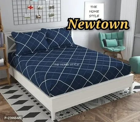 New Town All Around 1 Attractive Fitted Bedsheet with 2 Pillow Covers-thumb0