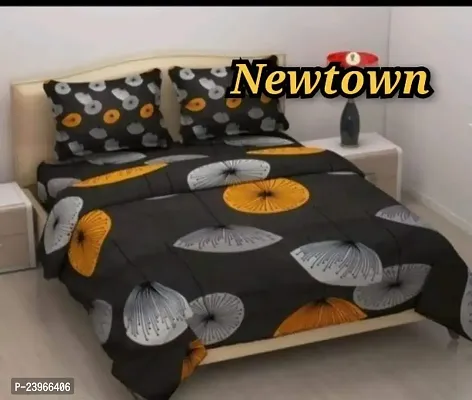 New Town All Around 1 Attractive Fitted Bedsheet with 2 Pillow Covers-thumb0