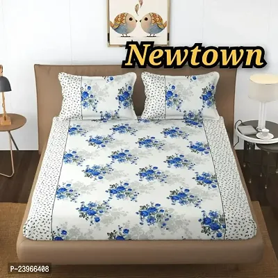 New Town All Around 1 Attractive Fitted Bedsheet with 2 Pillow Covers-thumb0