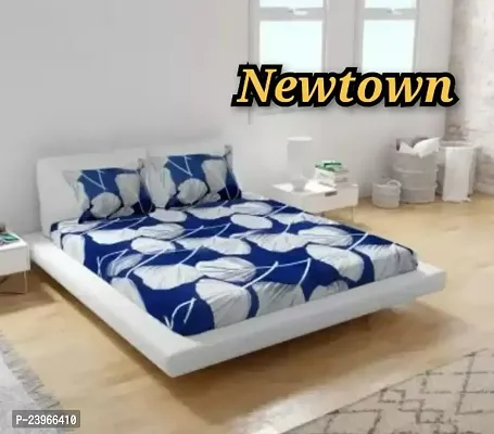 New Town All Around 1 Attractive Fitted Bedsheet with 2 Pillow Covers-thumb0