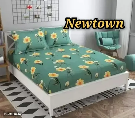 New Town All Around 1 Attractive Fitted Bedsheet with 2 Pillow Covers-thumb0