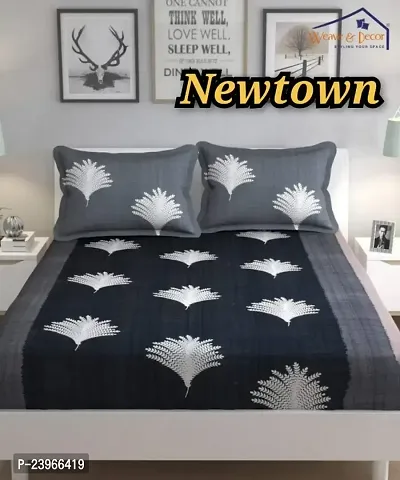 New Town All Around 1 Attractive Fitted Bedsheet with 2 Pillow Covers-thumb0