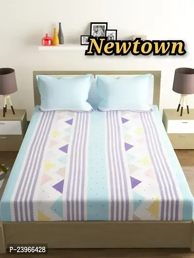 New Town All Around 1 Attractive Fitted Bedsheet with 2 Pillow Covers-thumb0