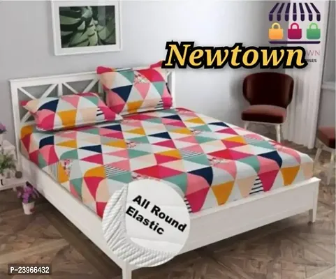 New Town All Around 1 Attractive Fitted Bedsheet with 2 Pillow Covers-thumb0