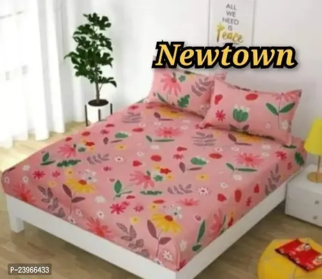 New Town All Around 1 Attractive Fitted Bedsheet with 2 Pillow Covers