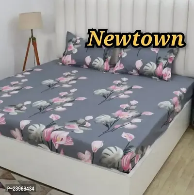 New Town All Around 1 Attractive Fitted Bedsheet with 2 Pillow Covers-thumb0