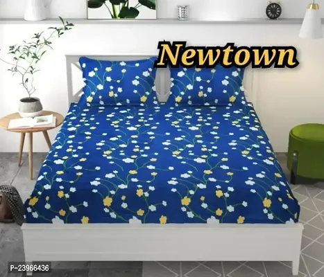 New Town All Around 1 Attractive Fitted Bedsheet with 2 Pillow Covers-thumb0