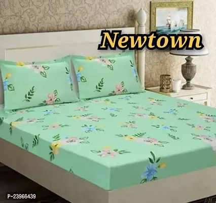 New Town All Around 1 Attractive Fitted Bedsheet with 2 Pillow Covers-thumb0