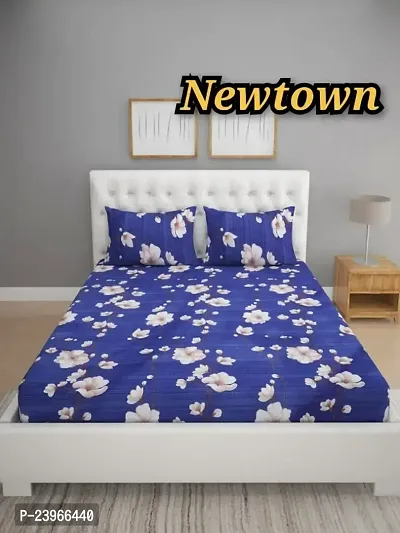 New Town All Around 1 Attractive Fitted Bedsheet with 2 Pillow Covers-thumb0