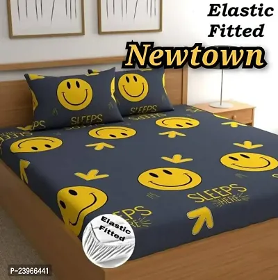 New Town All Around 1 Attractive Fitted Bedsheet with 2 Pillow Covers-thumb0