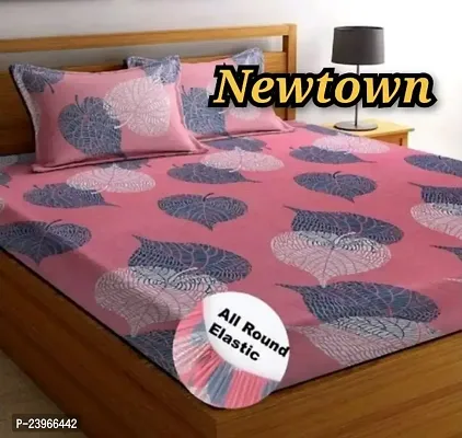 New Town All Around 1 Attractive Fitted Bedsheet with 2 Pillow Covers-thumb0