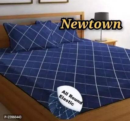 New Town All Around 1 Attractive Fitted Bedsheet with 2 Pillow Covers-thumb0