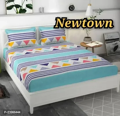 New Town All Around 1 Attractive Fitted Bedsheet with 2 Pillow Covers-thumb0