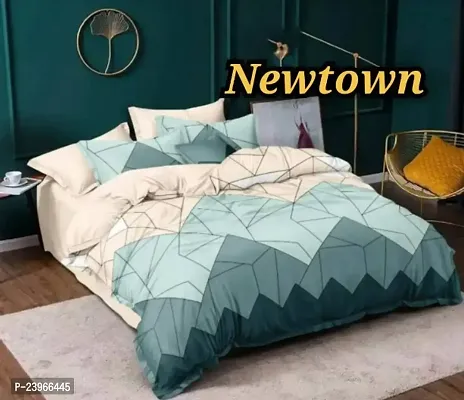 New Town All Around 1 Attractive Fitted Bedsheet with 2 Pillow Covers-thumb0