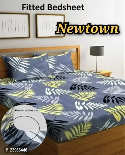 New Town All Around 1 Attractive Fitted Bedsheet with 2 Pillow Covers-thumb0