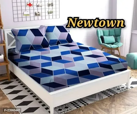 New Town All Around 1 Attractive Fitted Bedsheet with 2 Pillow Covers-thumb0