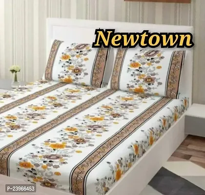 New Town All Around 1 Attractive Fitted Bedsheet with 2 Pillow Covers-thumb0