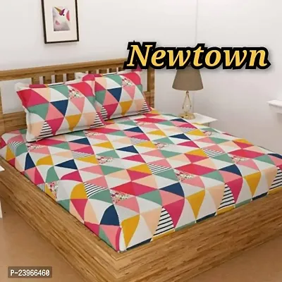 New Town All Around 1 Attractive Fitted Bedsheet with 2 Pillow Covers-thumb0