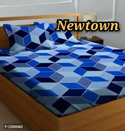 New Town All Around 1 Attractive Fitted Bedsheet with 2 Pillow Covers-thumb0