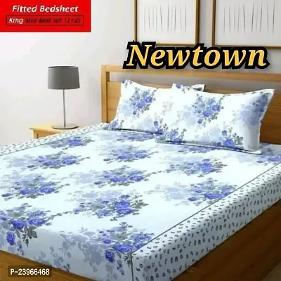 New Town All Around 1 Attractive Fitted Bedsheet with 2 Pillow Covers-thumb0