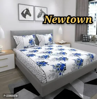 New Town All Around 1 Attractive Fitted Bedsheet with 2 Pillow Covers-thumb0