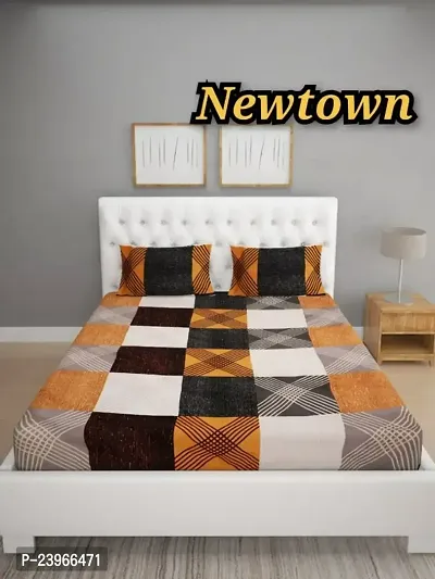 New Town All Around 1 Attractive Fitted Bedsheet with 2 Pillow Covers