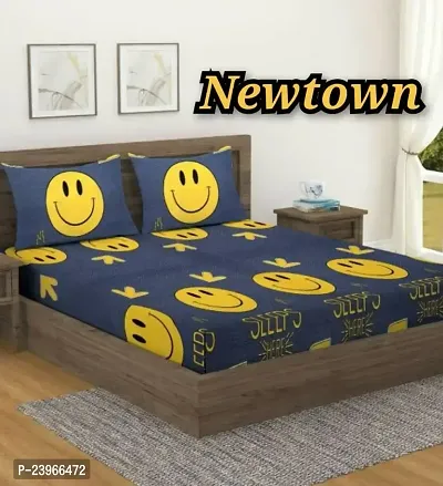 New Town All Around 1 Attractive Fitted Bedsheet with 2 Pillow Covers-thumb0