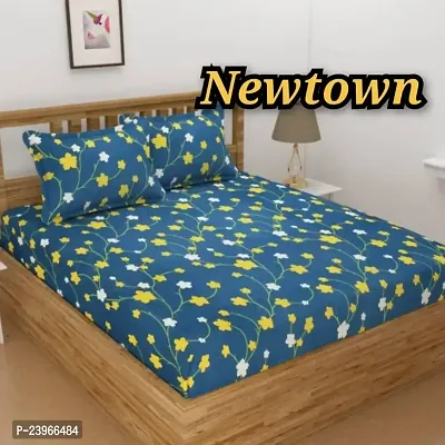 New Town All Around 1 Attractive Fitted Bedsheet with 2 Pillow Covers-thumb0