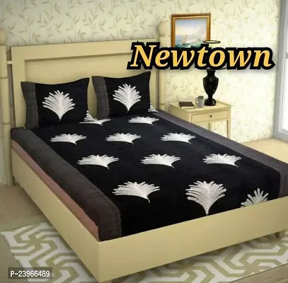 New Town All Around 1 Attractive Fitted Bedsheet with 2 Pillow Covers-thumb0