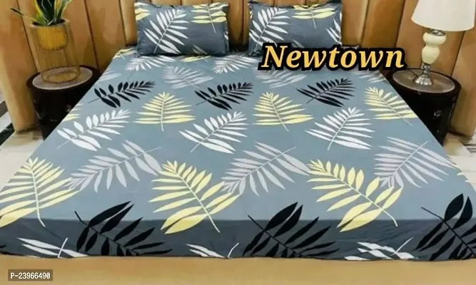 New Town All Around 1 Attractive Fitted Bedsheet with 2 Pillow Covers-thumb0