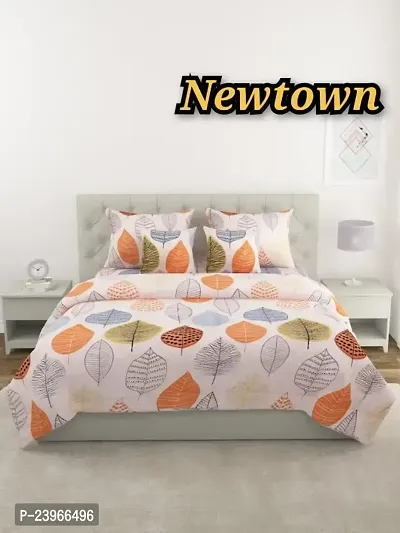 New Town All Around 1 Attractive Fitted Bedsheet with 2 Pillow Covers-thumb0