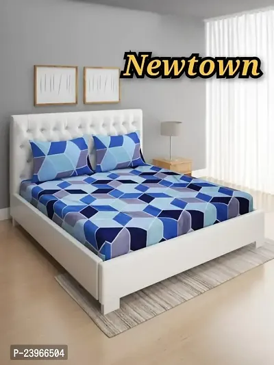 New Town All Around 1 Attractive Fitted Bedsheet with 2 Pillow Covers-thumb0