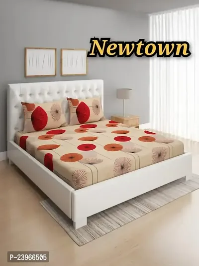 New Town All Around 1 Attractive Fitted Bedsheet with 2 Pillow Covers-thumb0