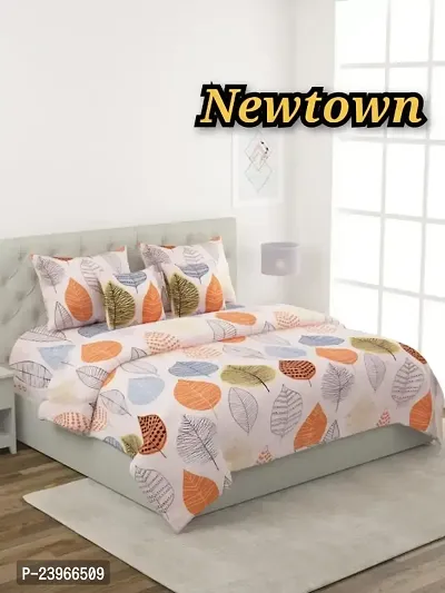 New Town All Around 1 Attractive Fitted Bedsheet with 2 Pillow Covers-thumb0