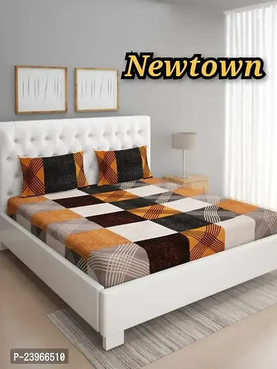 New Town All Around 1 Attractive Fitted Bedsheet with 2 Pillow Covers