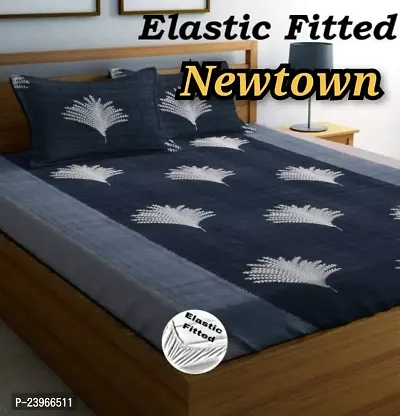 New Town All Around 1 Attractive Fitted Bedsheet with 2 Pillow Covers-thumb0