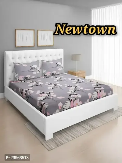 New Town All Around 1 Attractive Fitted Bedsheet with 2 Pillow Covers-thumb0