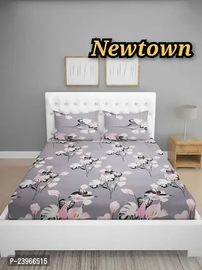 New Town All Around 1 Attractive Fitted Bedsheet with 2 Pillow Covers-thumb0