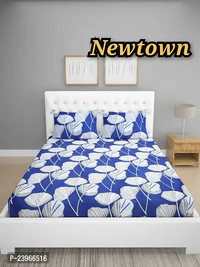 New Town All Around 1 Attractive Fitted Bedsheet with 2 Pillow Covers-thumb0