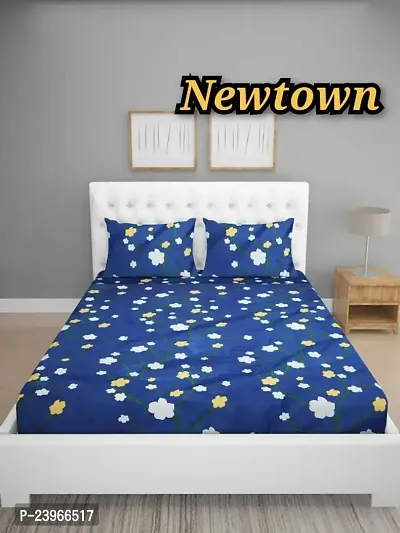 New Town All Around 1 Attractive Fitted Bedsheet with 2 Pillow Covers-thumb0