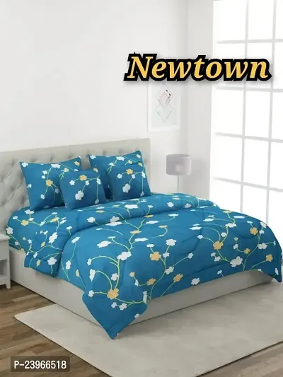 New Town All Around 1 Attractive Fitted Bedsheet with 2 Pillow Covers-thumb0