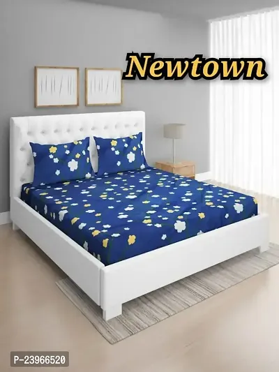 New Town All Around 1 Attractive Fitted Bedsheet with 2 Pillow Covers-thumb0