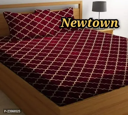 New Town All Around 1 Attractive Fitted Bedsheet with 2 Pillow Covers-thumb0