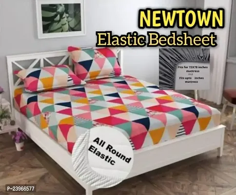 New Town All Around 1 Attractive Fitted Bedsheet with 2 Pillow Covers-thumb0