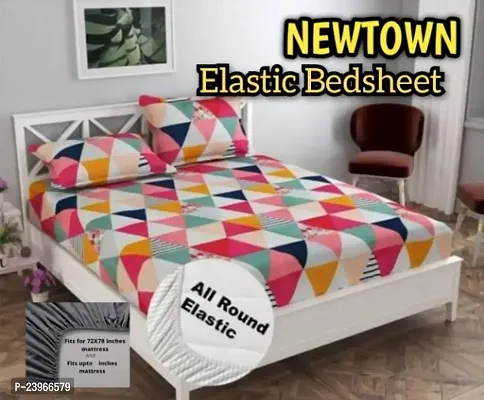 New Town All Around 1 Attractive Fitted Bedsheet with 2 Pillow Covers-thumb0