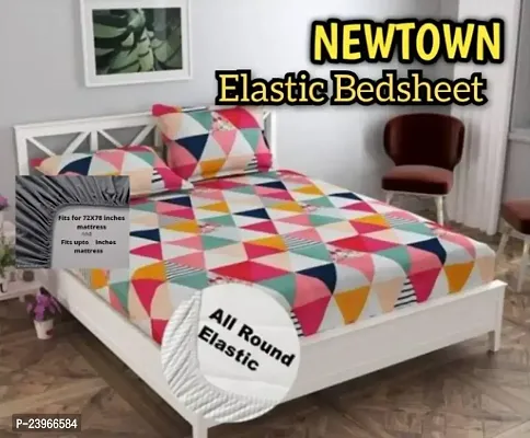 New Town All Around 1 Attractive Fitted Bedsheet with 2 Pillow Covers-thumb0