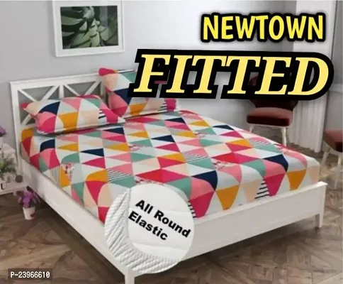 New Town All Around 1 Attractive Fitted Bedsheet with 2 Pillow Covers