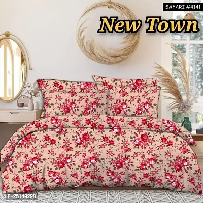 New Town Attractive Branded Premium  Elastic( Fitted) Double  Bedsheet With 2 Pillow Covers-thumb0