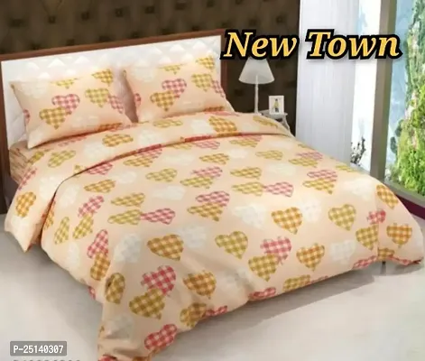 New Town Attractive Branded Premium  Elastic( Fitted) Double  Bedsheet With 2 Pillow Covers-thumb0