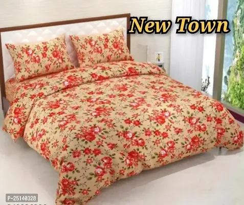 New Town Attractive Branded Premium  Elastic( Fitted) Double  Bedsheet With 2 Pillow Covers-thumb0